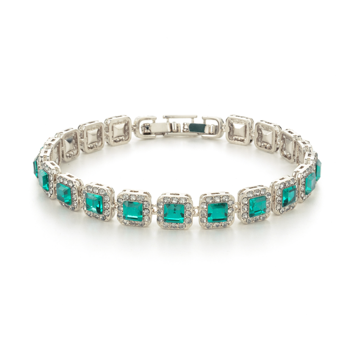 Emerald Green & Crystal Tennis Bracelet