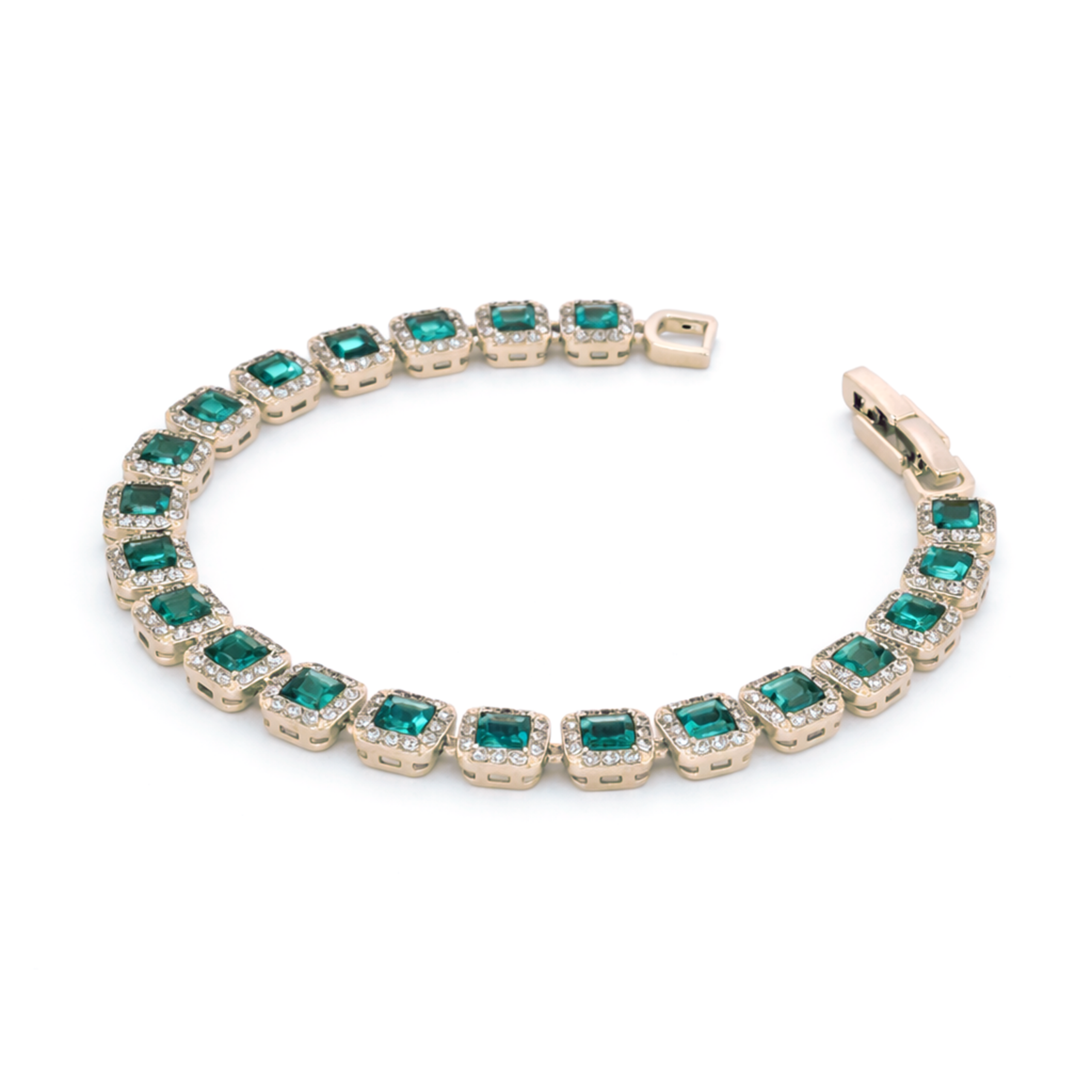 Emerald Green & Crystal Tennis Bracelet