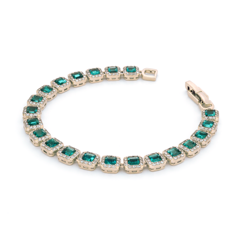 Emerald Green & Crystal Tennis Bracelet