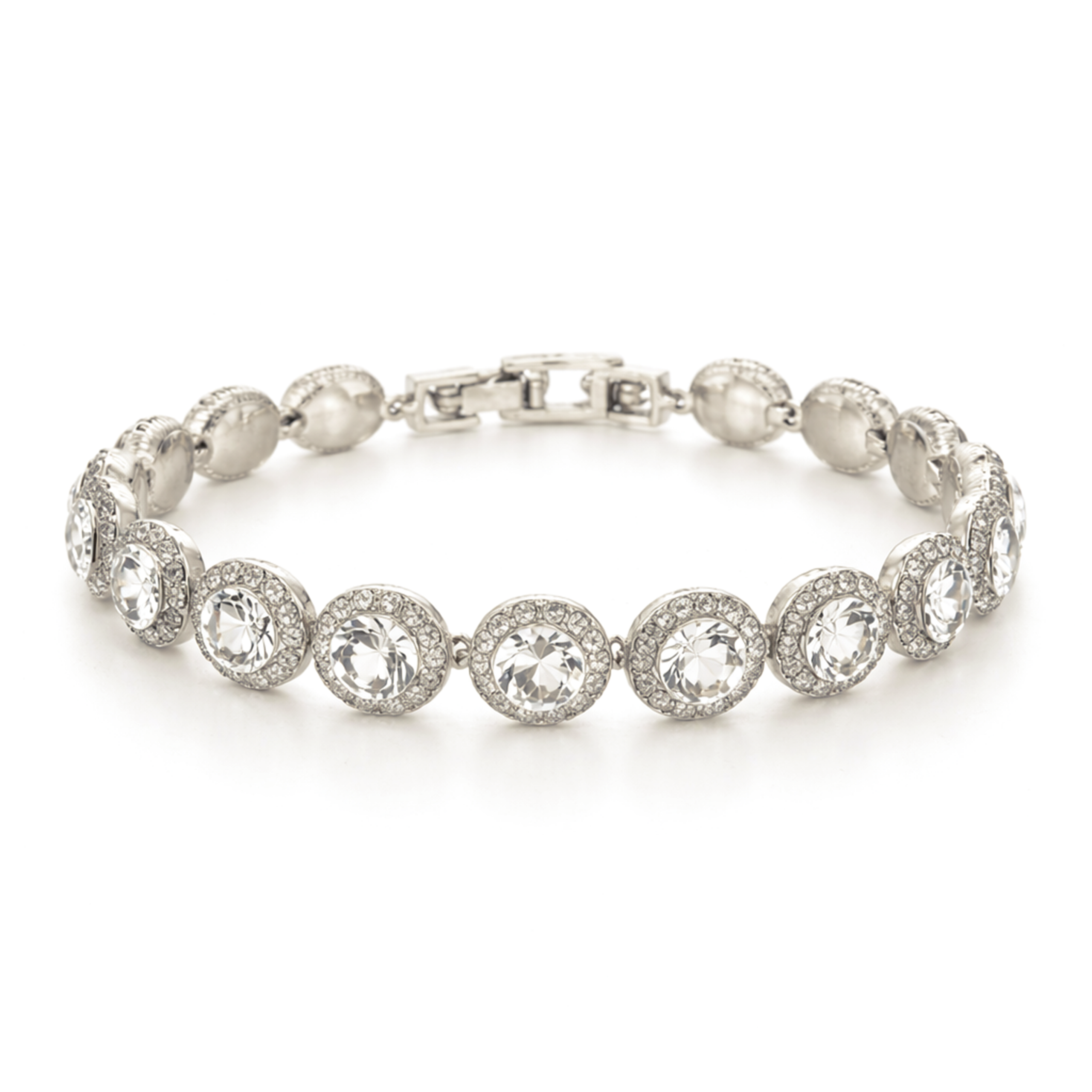 Crystal Cushion Halo Tennis Bracelet