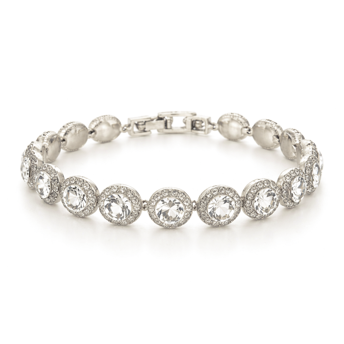 Crystal Cushion Halo Tennis Bracelet