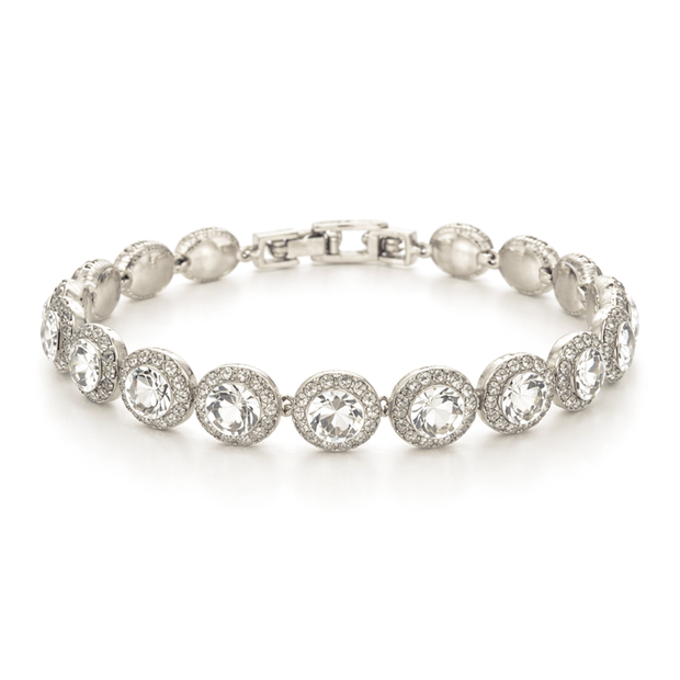 Crystal Cushion Halo Tennis Bracelet