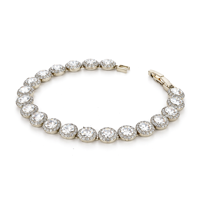 Crystal Cushion Halo Tennis Bracelet