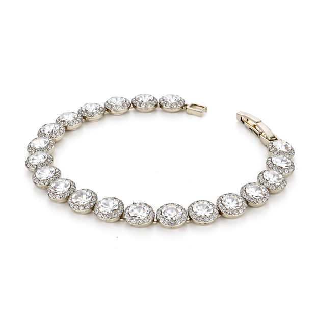 Crystal Cushion Halo Tennis Bracelet