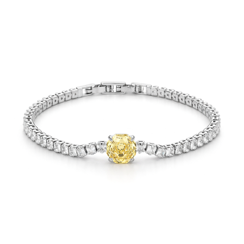 Citrine Yellow & Crystal Solitaire Bracelet - Yellow