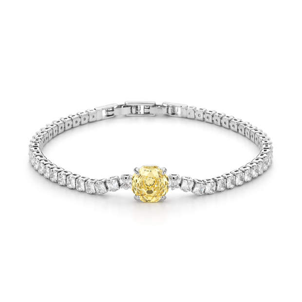 Citrine Yellow & Crystal Solitaire Bracelet - Yellow