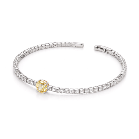 Citrine Yellow & Crystal Solitaire Bracelet - Yellow