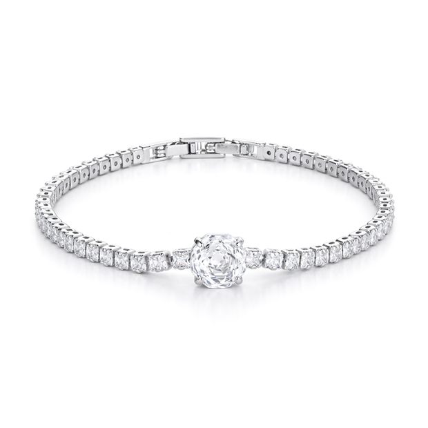 Citrine Yellow & Crystal Solitaire Bracelet - Clear