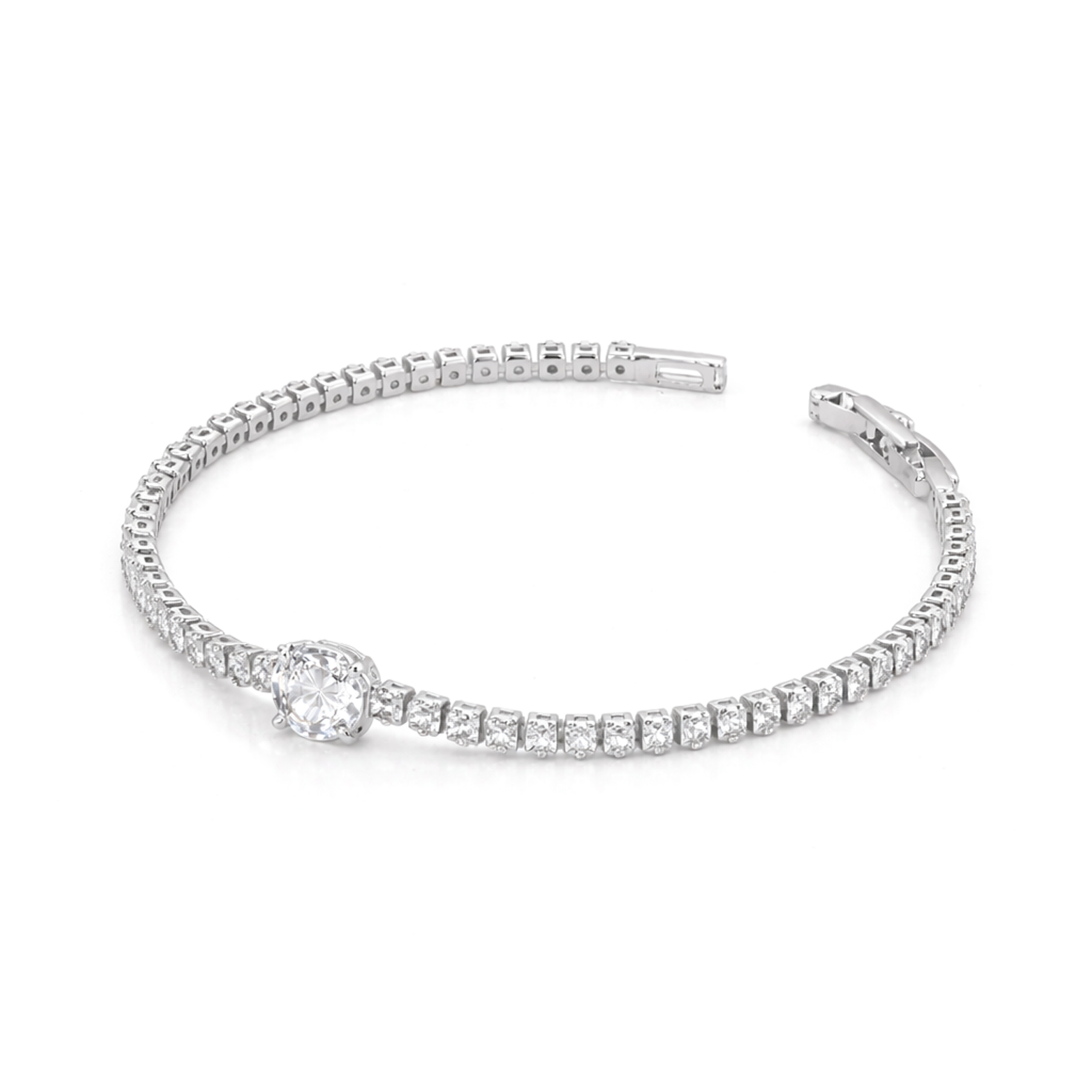Citrine Yellow & Crystal Solitaire Bracelet - Clear