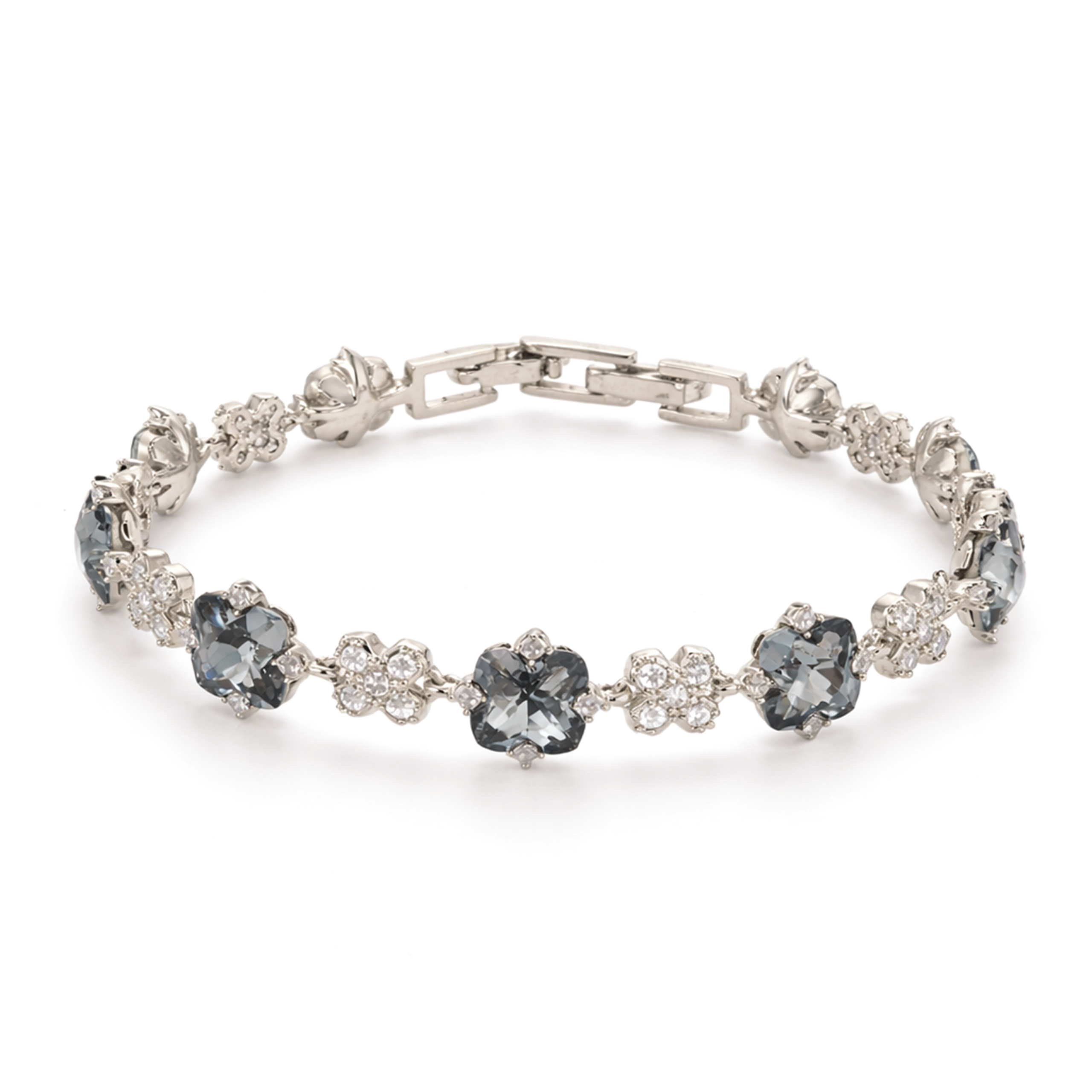 Smoky Quartz Floral Tennis Bracelet