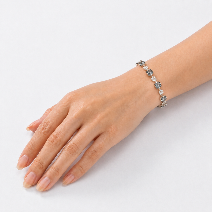 Smoky Quartz Floral Tennis Bracelet