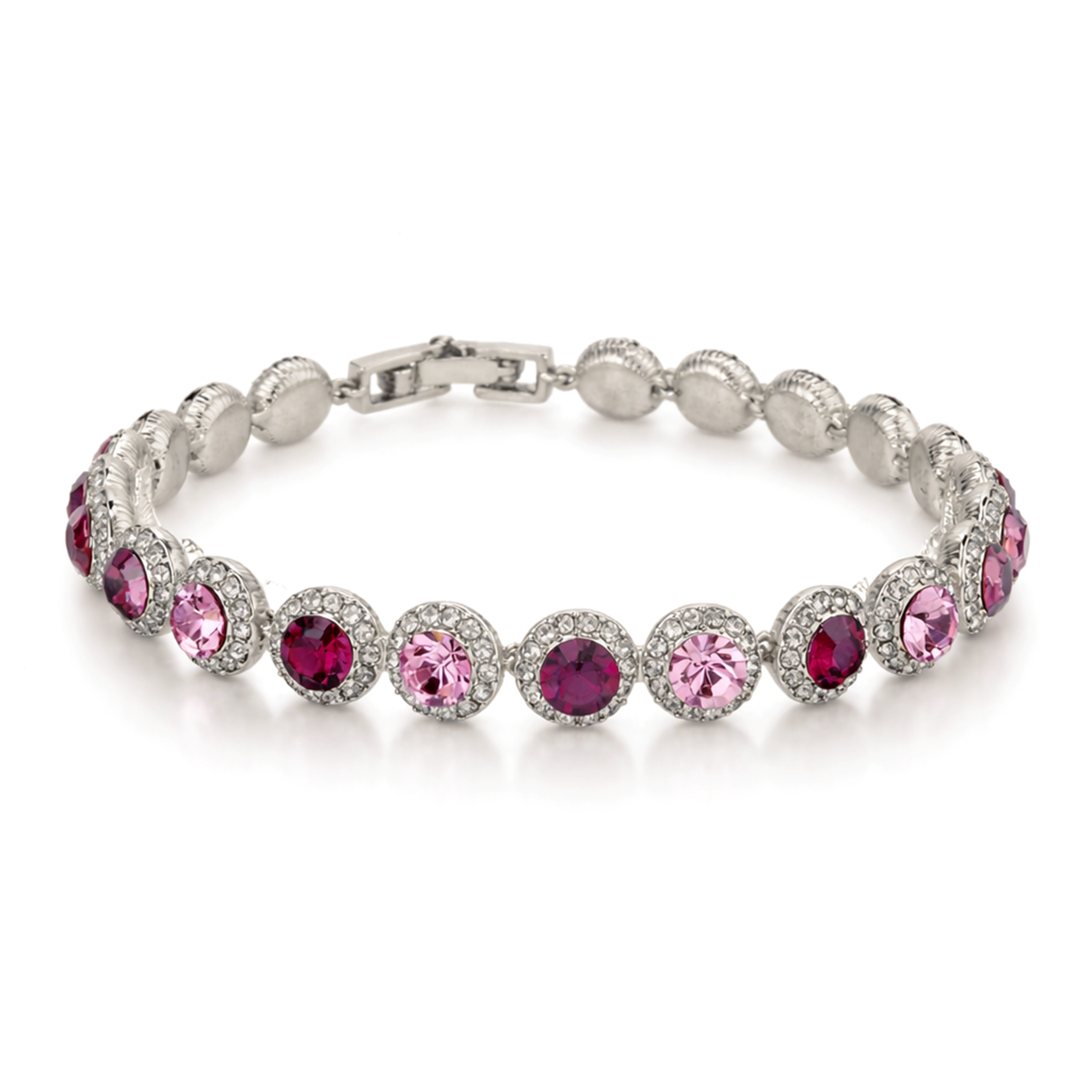 Ruby Pink Halo Tennis Bracelet