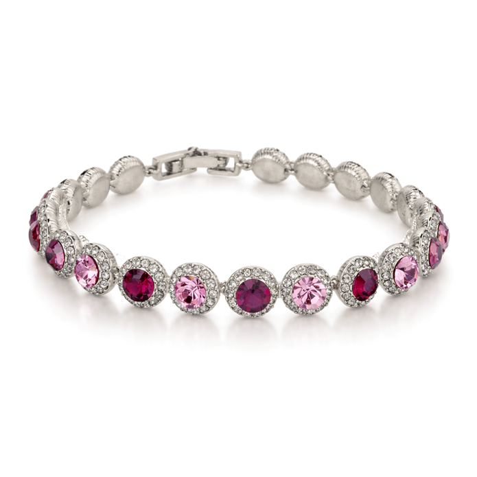 Ruby Pink Halo Tennis Bracelet