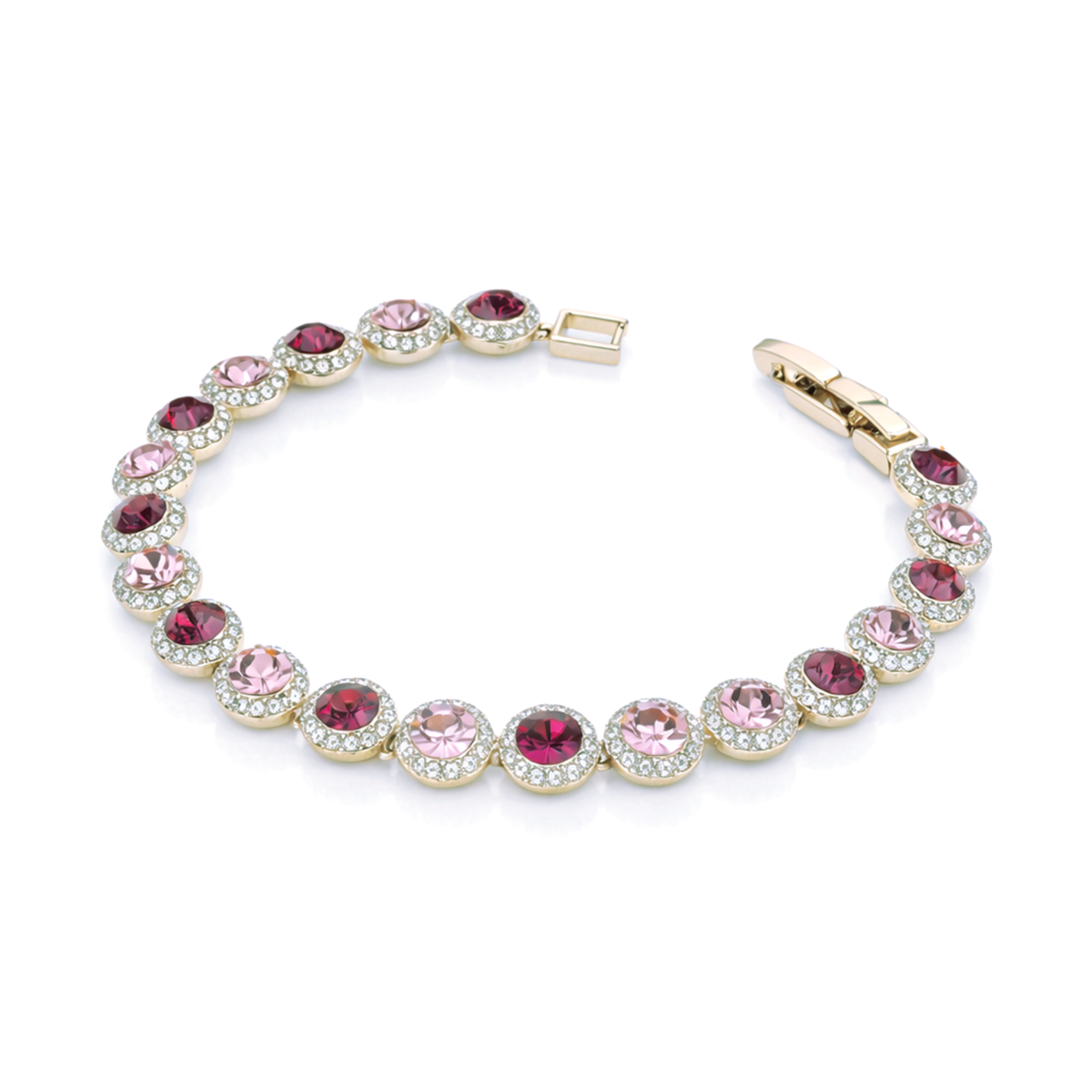 Ruby Pink Halo Tennis Bracelet