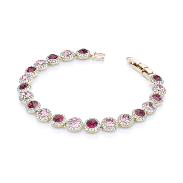 Ruby Pink Halo Tennis Bracelet