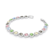 Multi-Colour Round Halo Tennis Bracelet