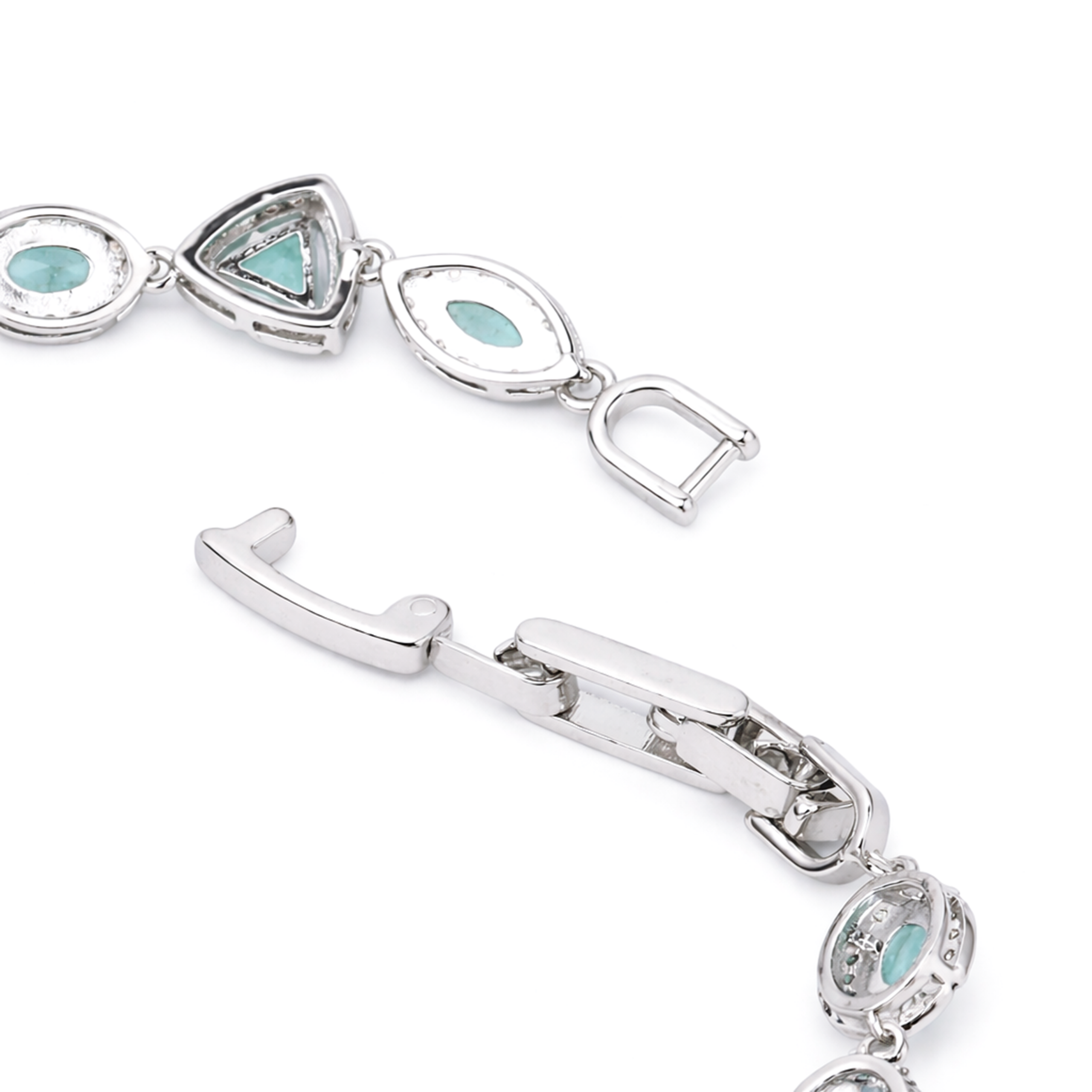 Aqua Blue & Crystal Cushion Tennis Bracelet - Aqua Blue