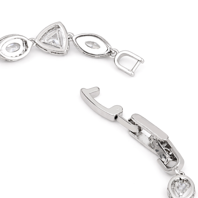Aqua Blue & Crystal Cushion Tennis Bracelet - Clear