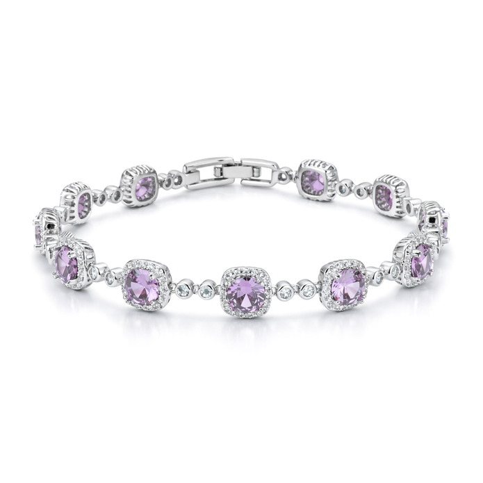 Lavender Cushion Halo Tennis Bracelet