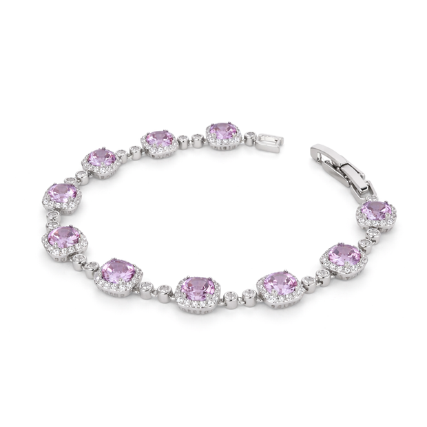 Lavender Cushion Halo Tennis Bracelet