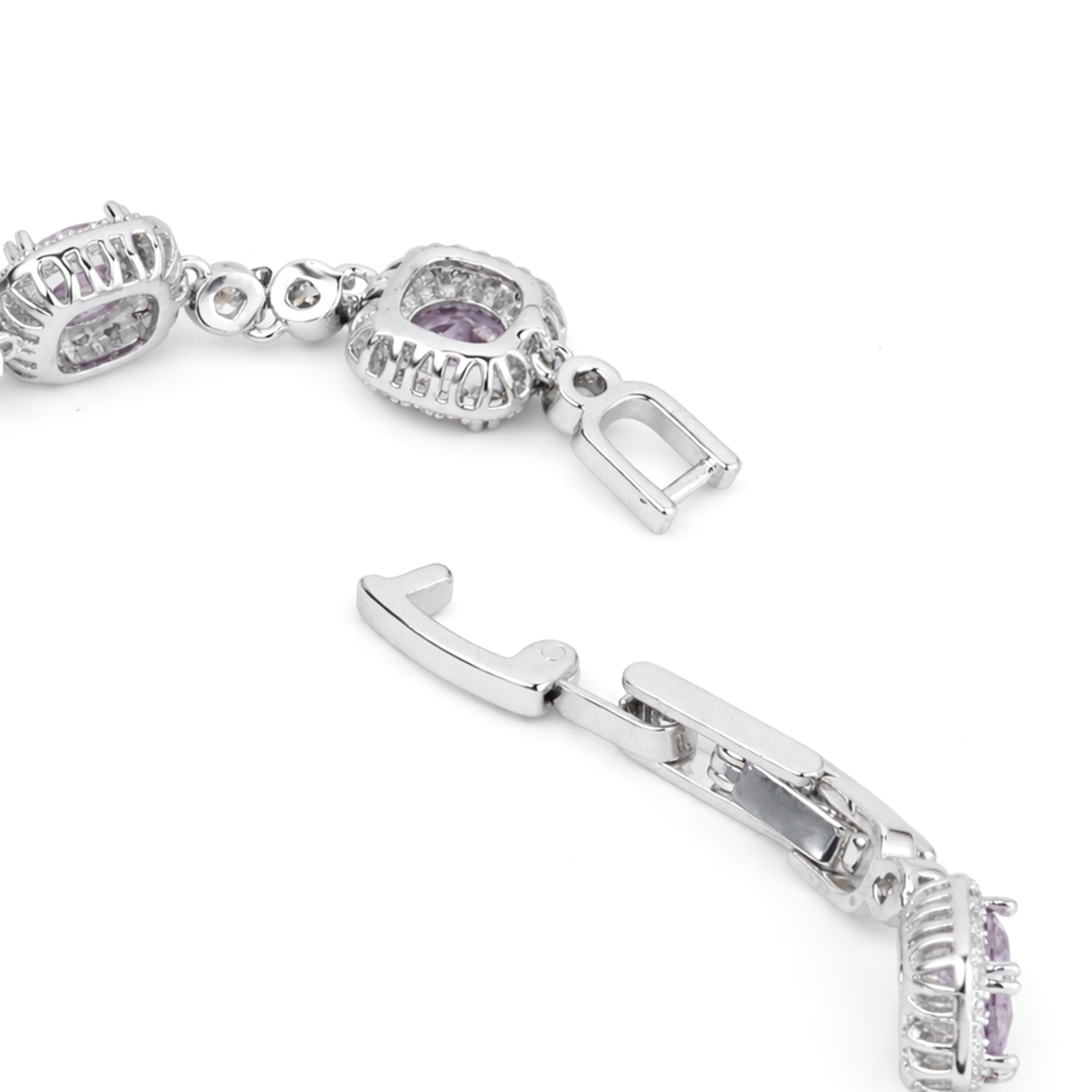 Lavender Cushion Halo Tennis Bracelet