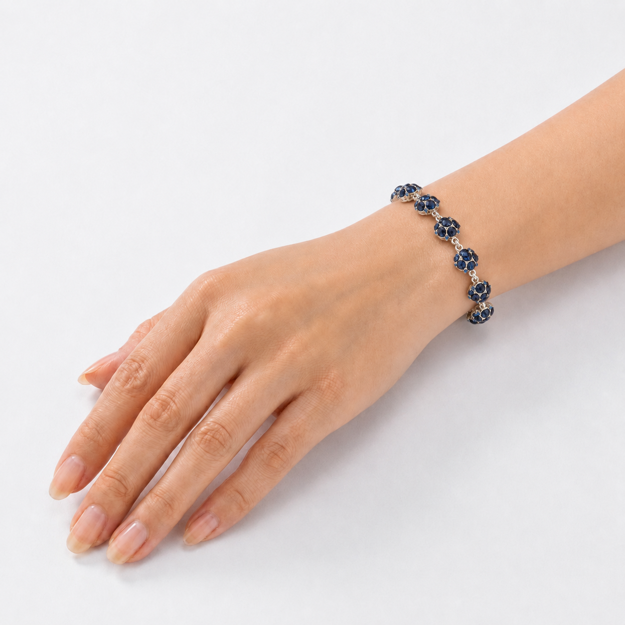 Navy Blue Pavé Sphere Tennis Bracelet