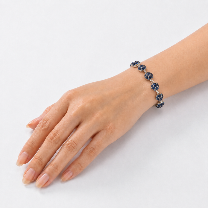 Navy Blue Pavé Sphere Tennis Bracelet