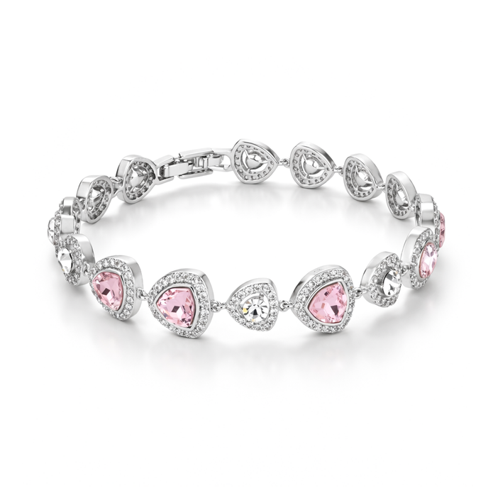Rose Pink & Lavender Halo Tennis Bracelet - Rose pink