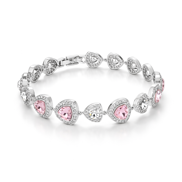 Rose Pink & Lavender Halo Tennis Bracelet - Rose pink