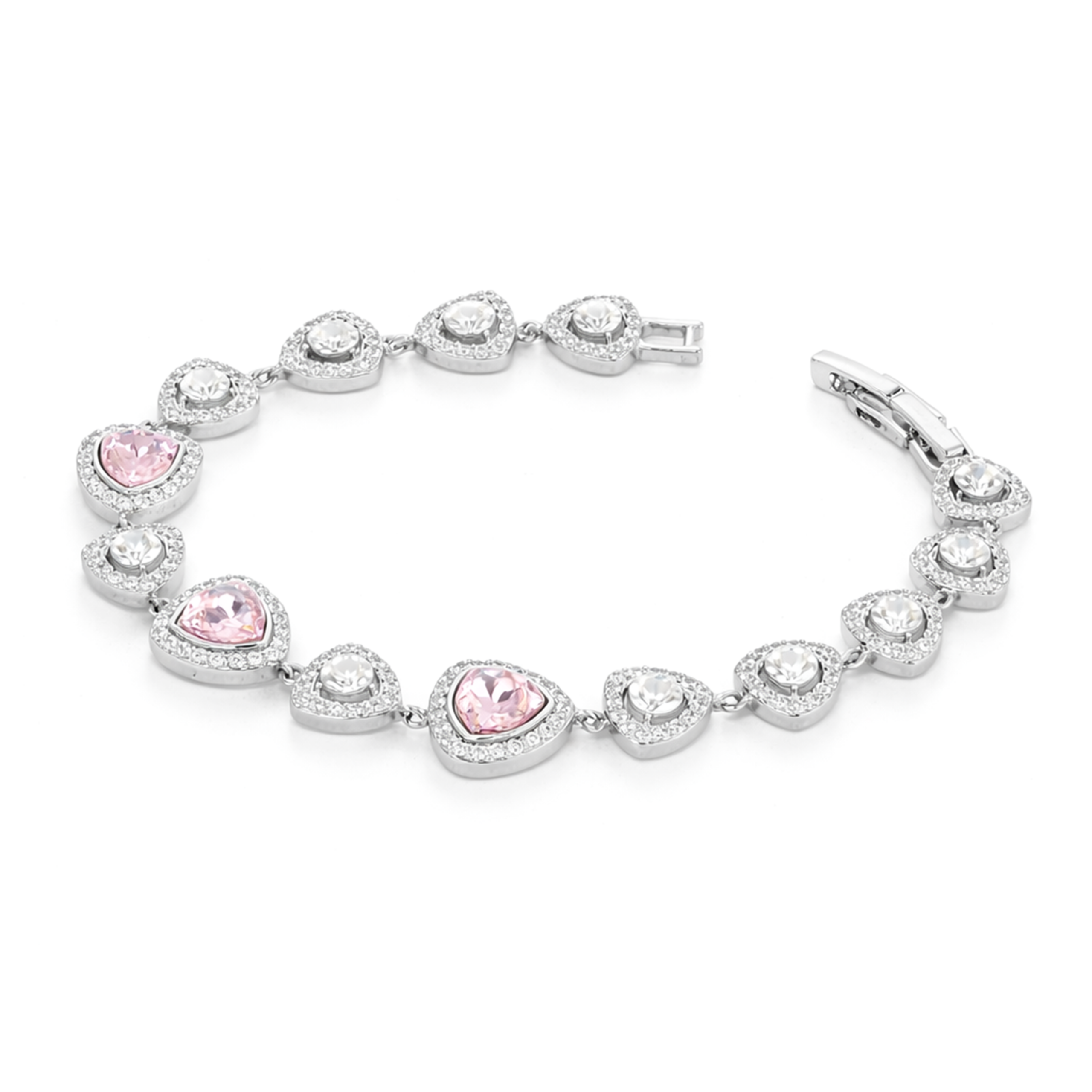 Rose Pink & Lavender Halo Tennis Bracelet - Rose pink