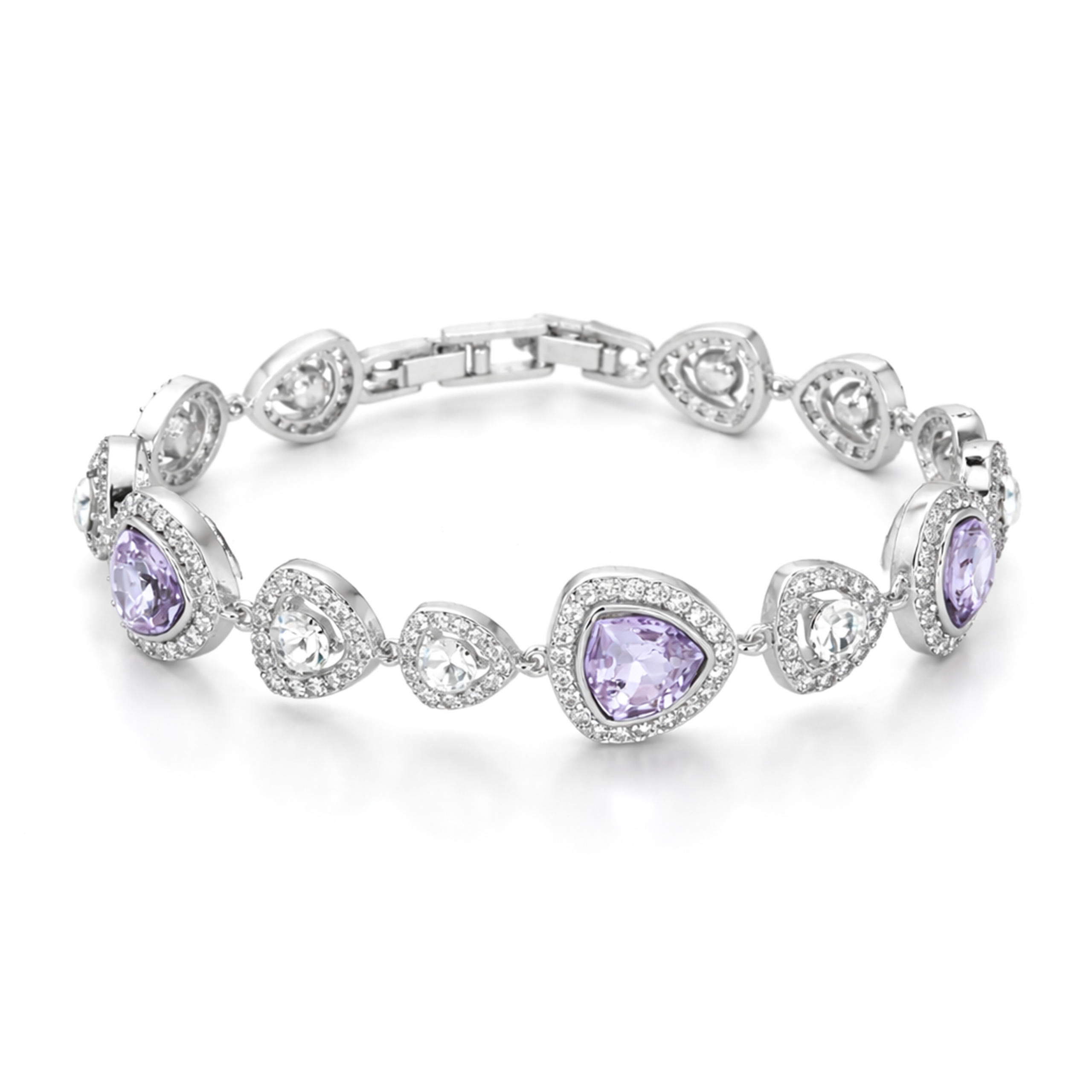 Rose Pink & Lavender Halo Tennis Bracelet - Lavender