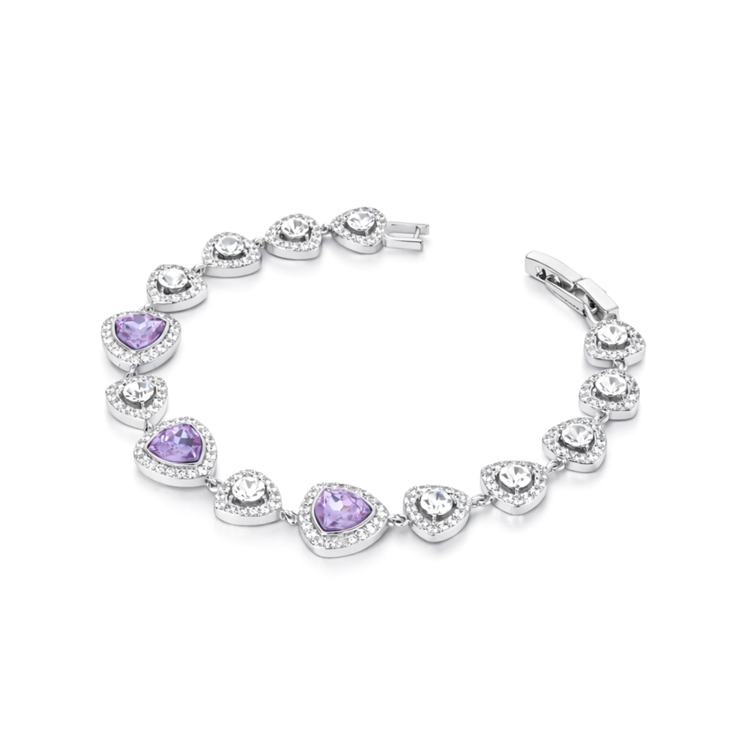 Rose Pink & Lavender Halo Tennis Bracelet - Lavender