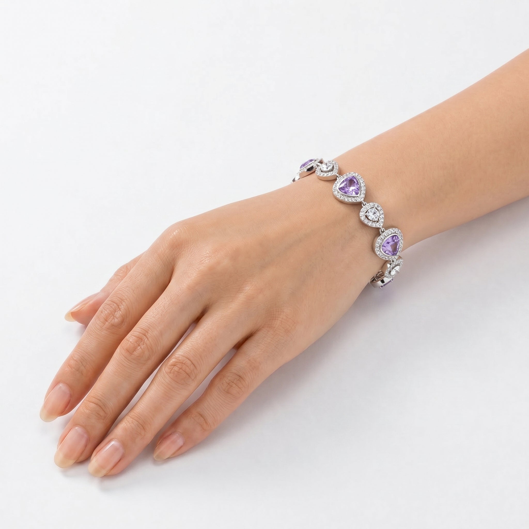 Rose Pink & Lavender Halo Tennis Bracelet - Lavender