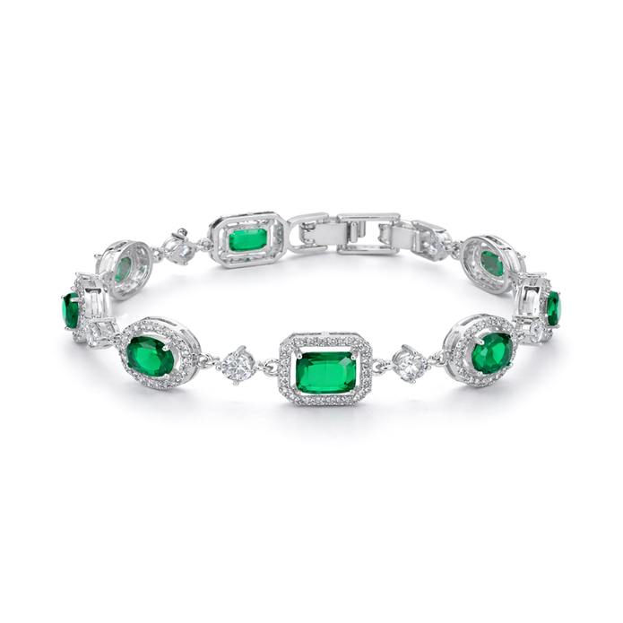 Emerald Green Emerald-Cut Tennis Bracelet