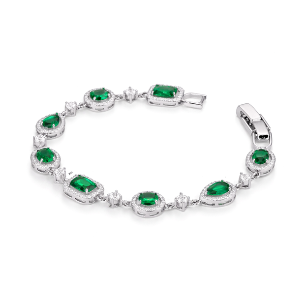 Emerald Green Emerald-Cut Tennis Bracelet