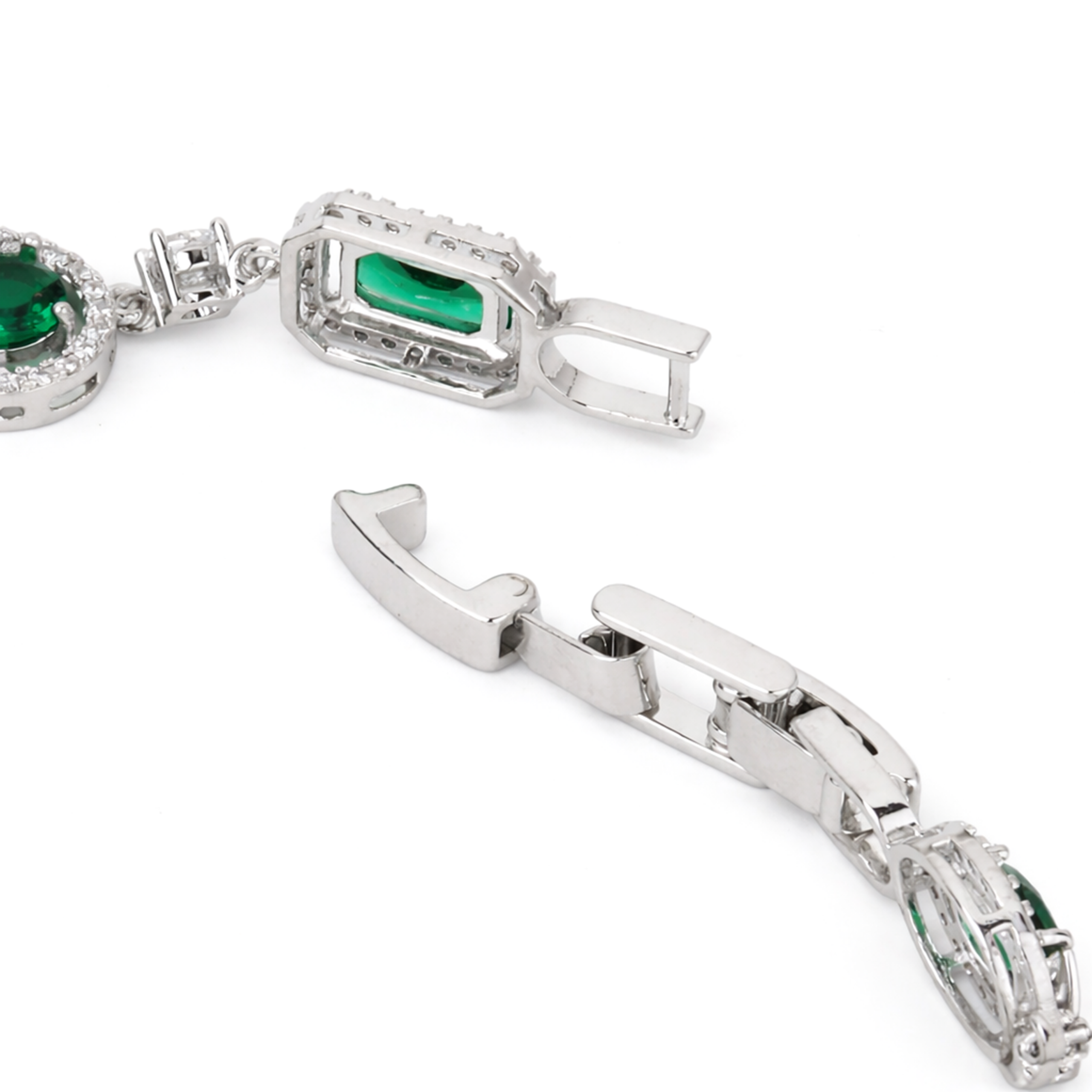 Emerald Green Emerald-Cut Tennis Bracelet