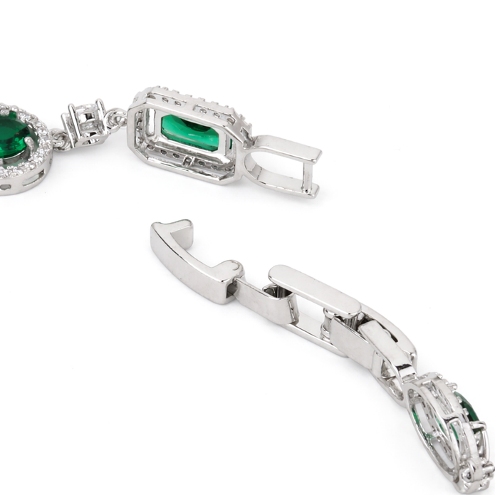 Emerald Green Emerald-Cut Tennis Bracelet