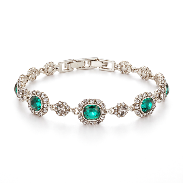 Emerald Green Halo Tennis Bracelet
