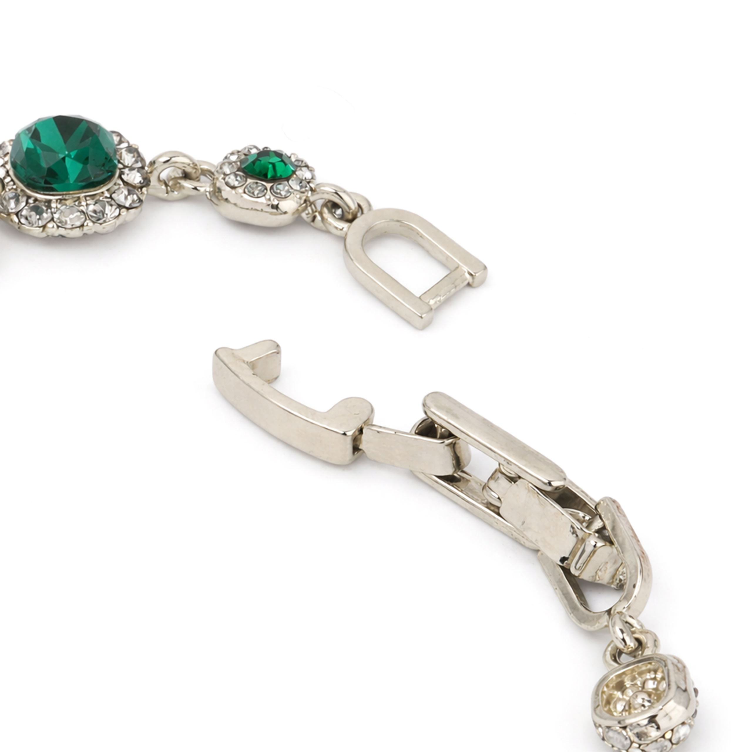 Emerald Green Oval Halo Tennis Bracelet