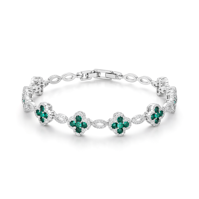 Crystal Floral Cluster Tennis Bracelet