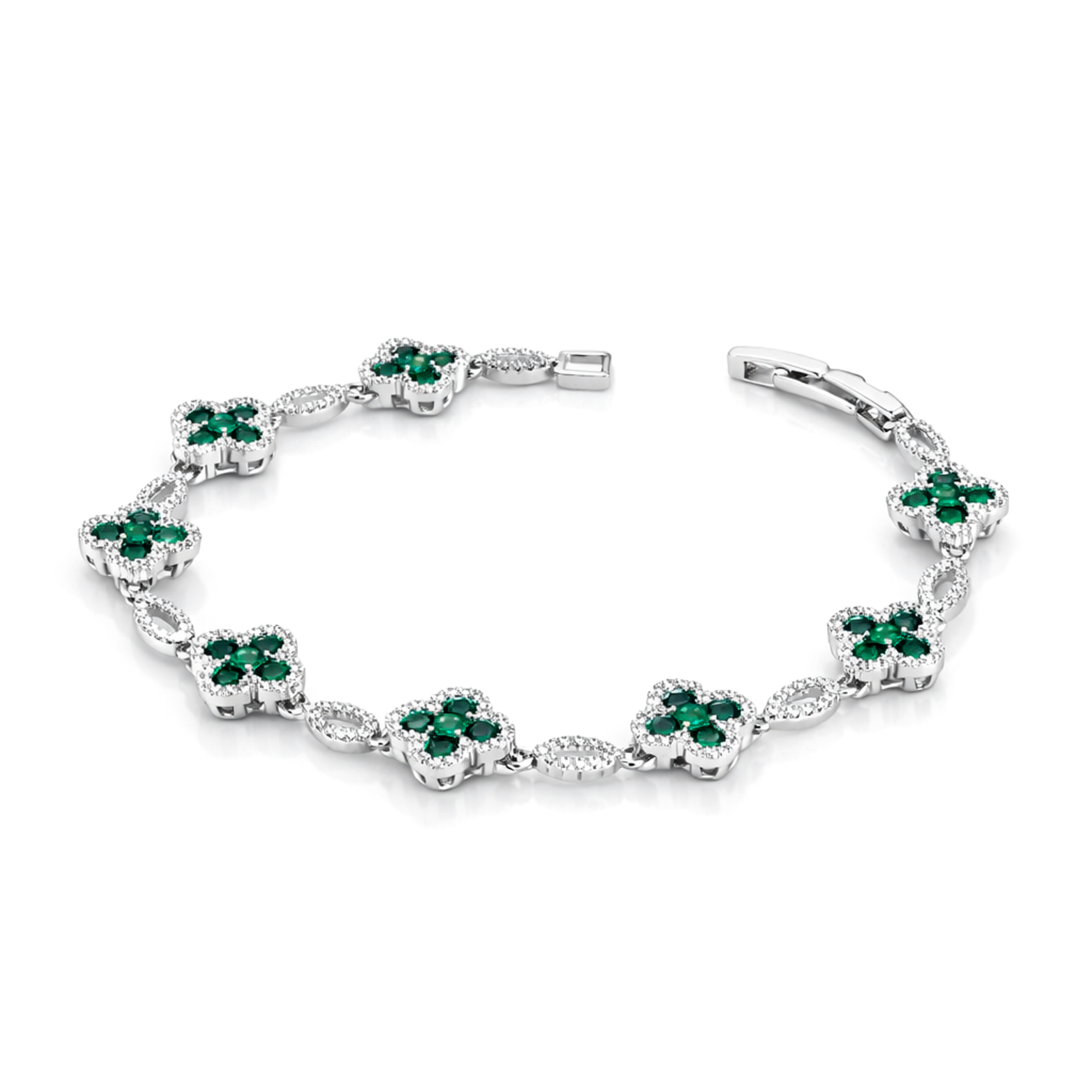 Crystal Floral Cluster Tennis Bracelet