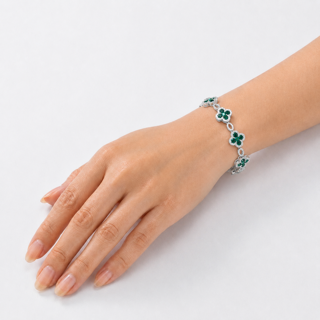 Crystal Floral Cluster Tennis Bracelet