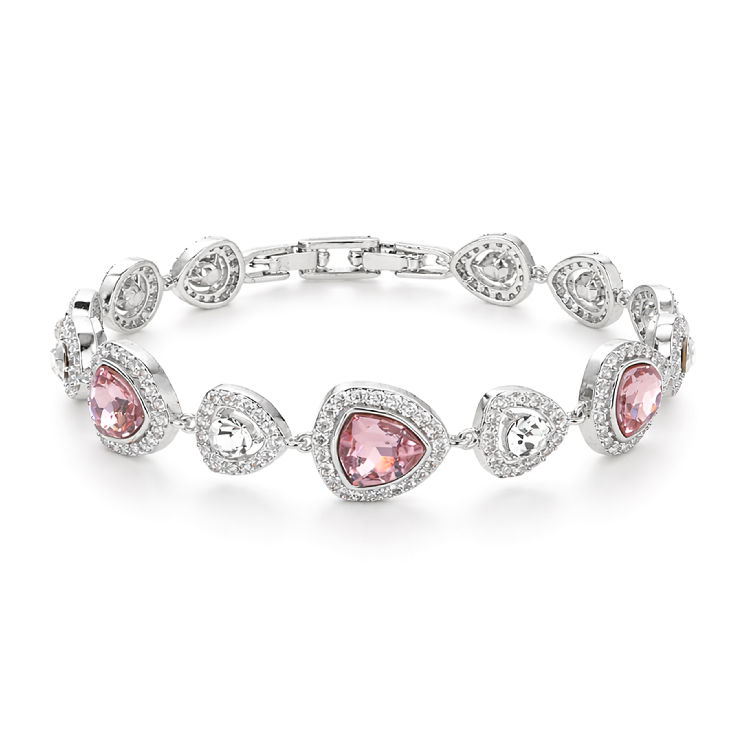 Rose Pink & Lavender Halo Tennis Bracelet - Rose pink