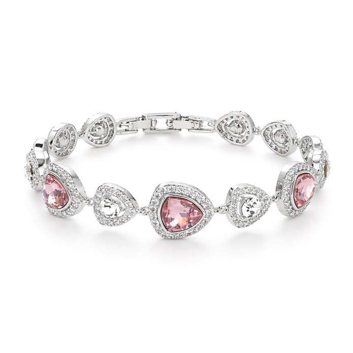 Rose Pink & Lavender Halo Tennis Bracelet - Rose pink