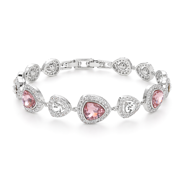Rose Pink & Lavender Halo Tennis Bracelet - Rose pink