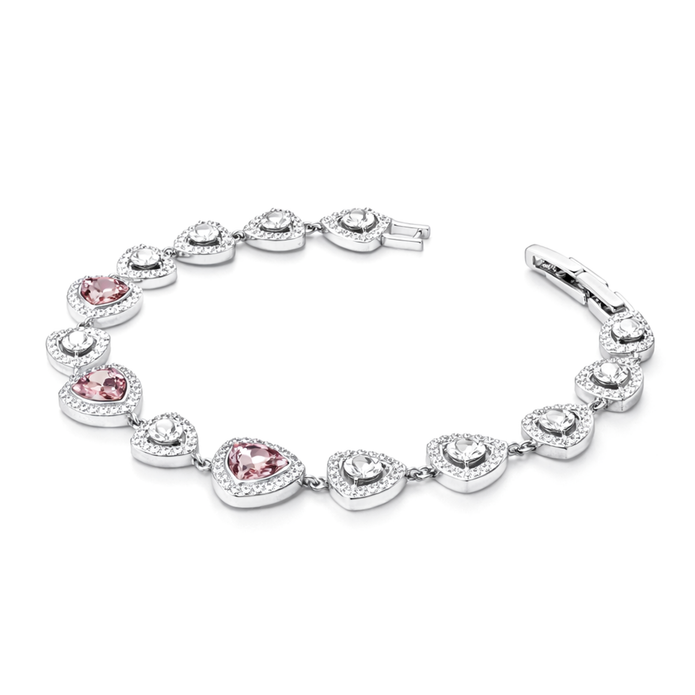 Rose Pink & Lavender Halo Tennis Bracelet - Rose pink