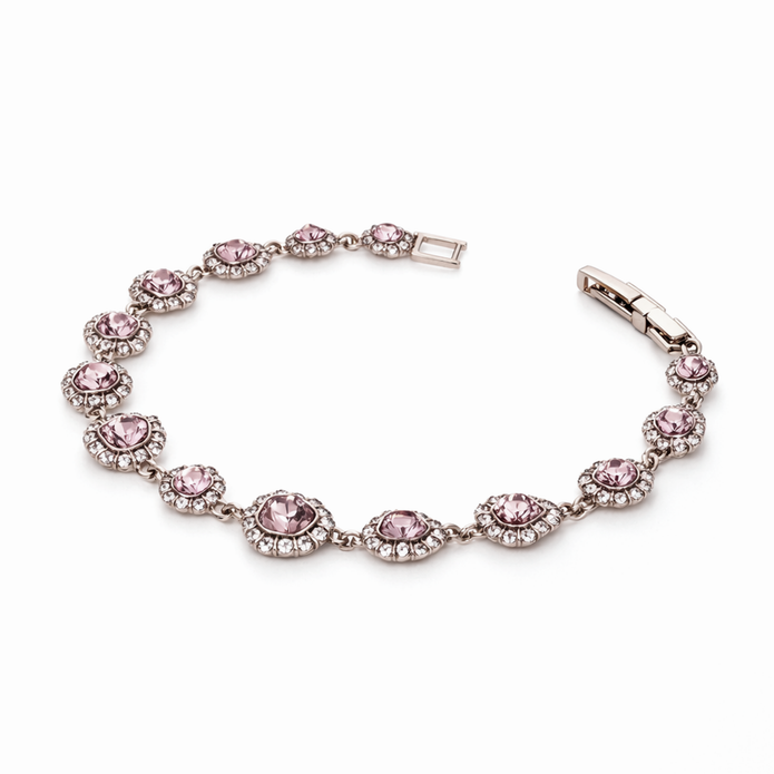 Peach Oval Halo Tennis Bracelet