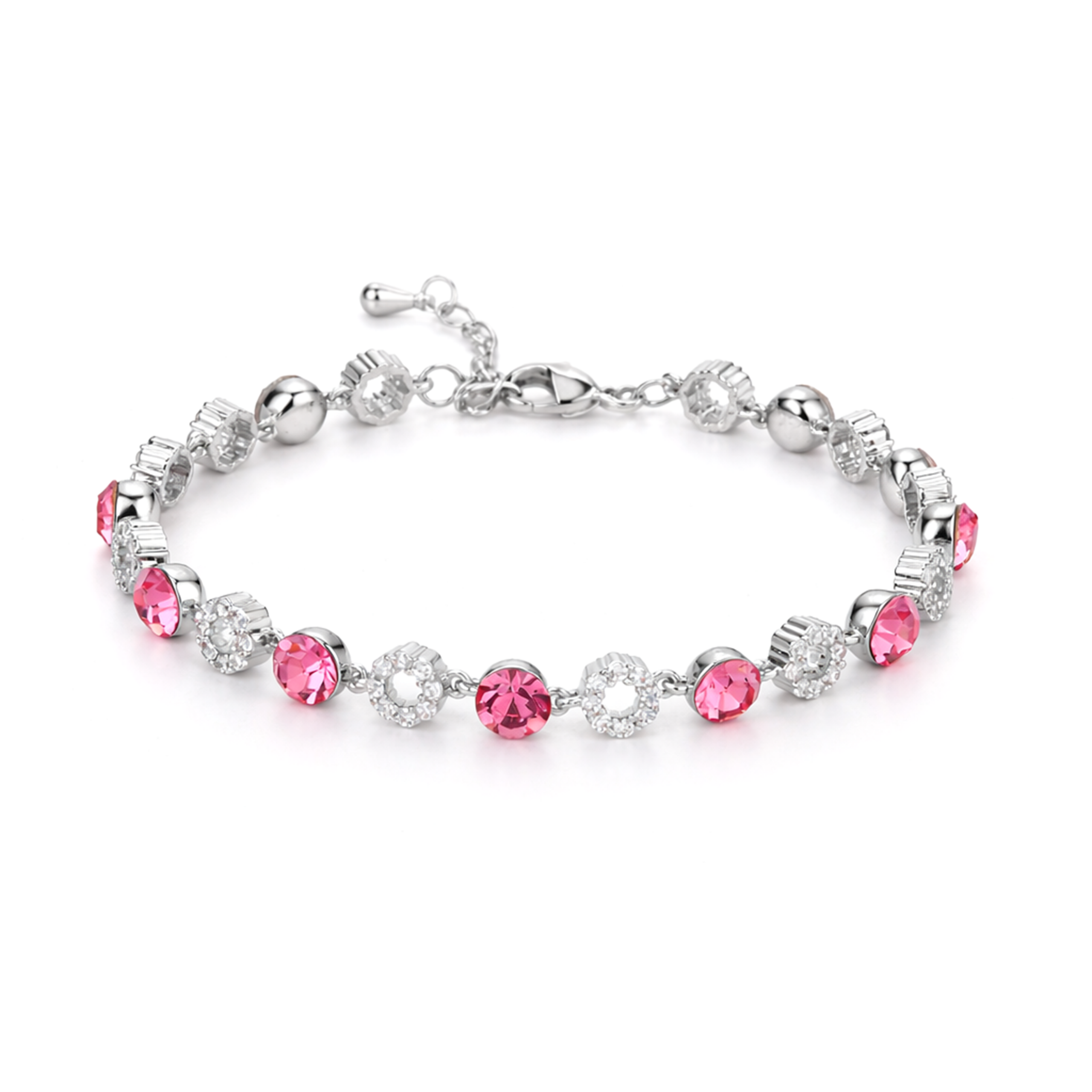 Halo Tennis Bracelet — Four Crystal Colourways - Silver