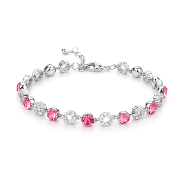 Halo Tennis Bracelet — Four Crystal Colourways - Silver