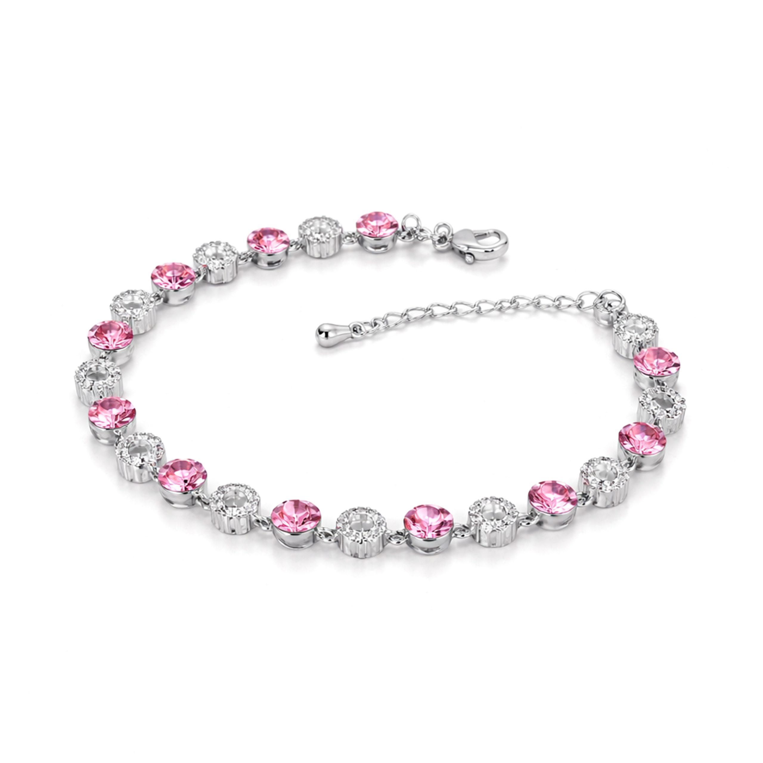 Halo Tennis Bracelet — Four Crystal Colourways - Silver